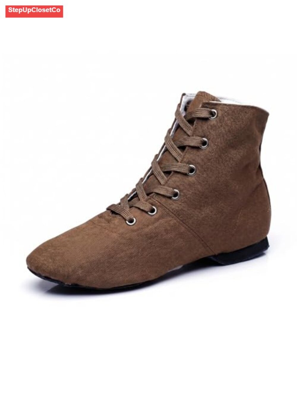 MSMAX Womens Jazz Dance Boots Lace Up High Top Split Sole Canvas Dance Shoes